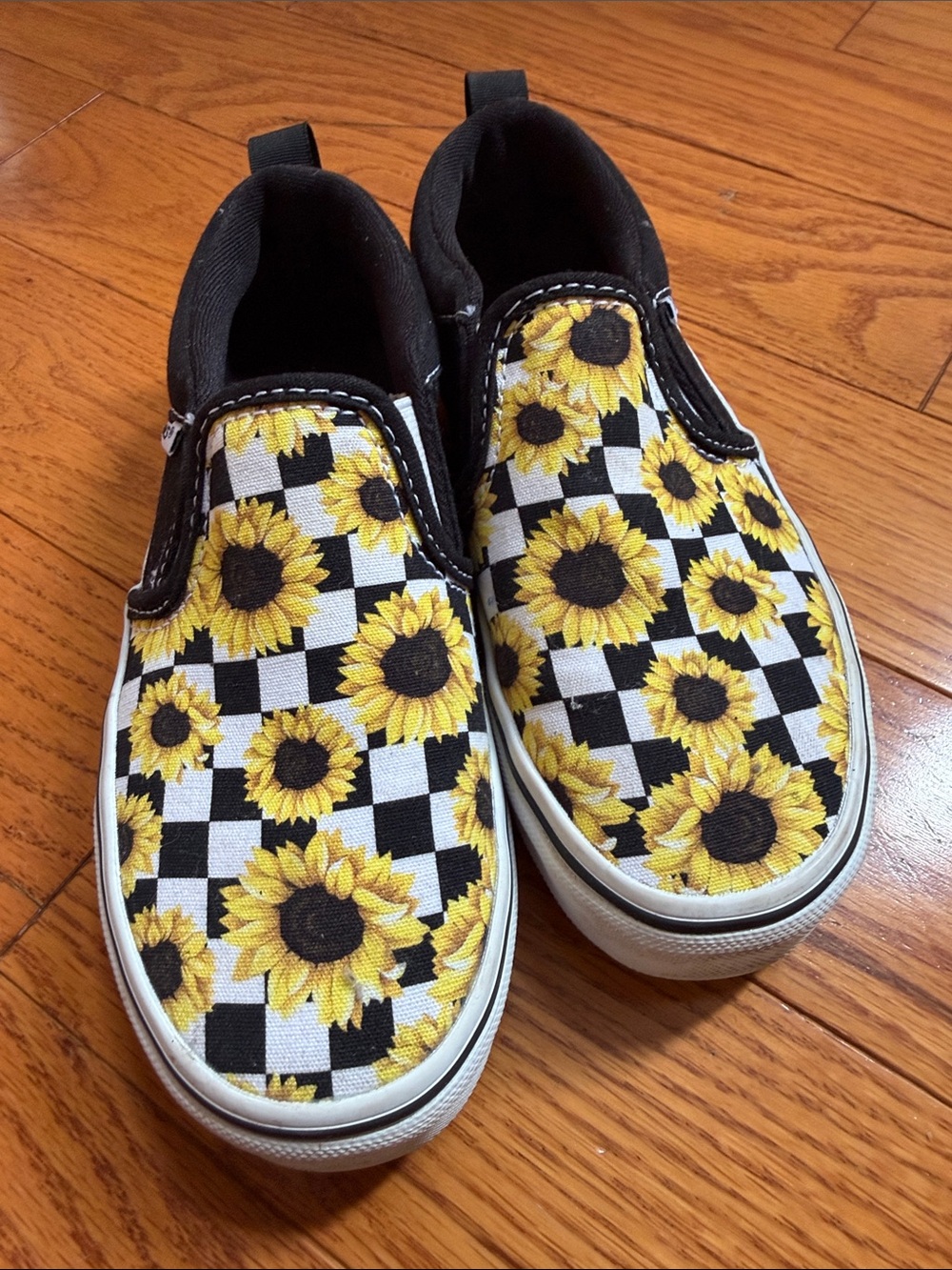 Vans Kids Checkerboard Sunflower Slip-On Sneakers - Black & Yellow